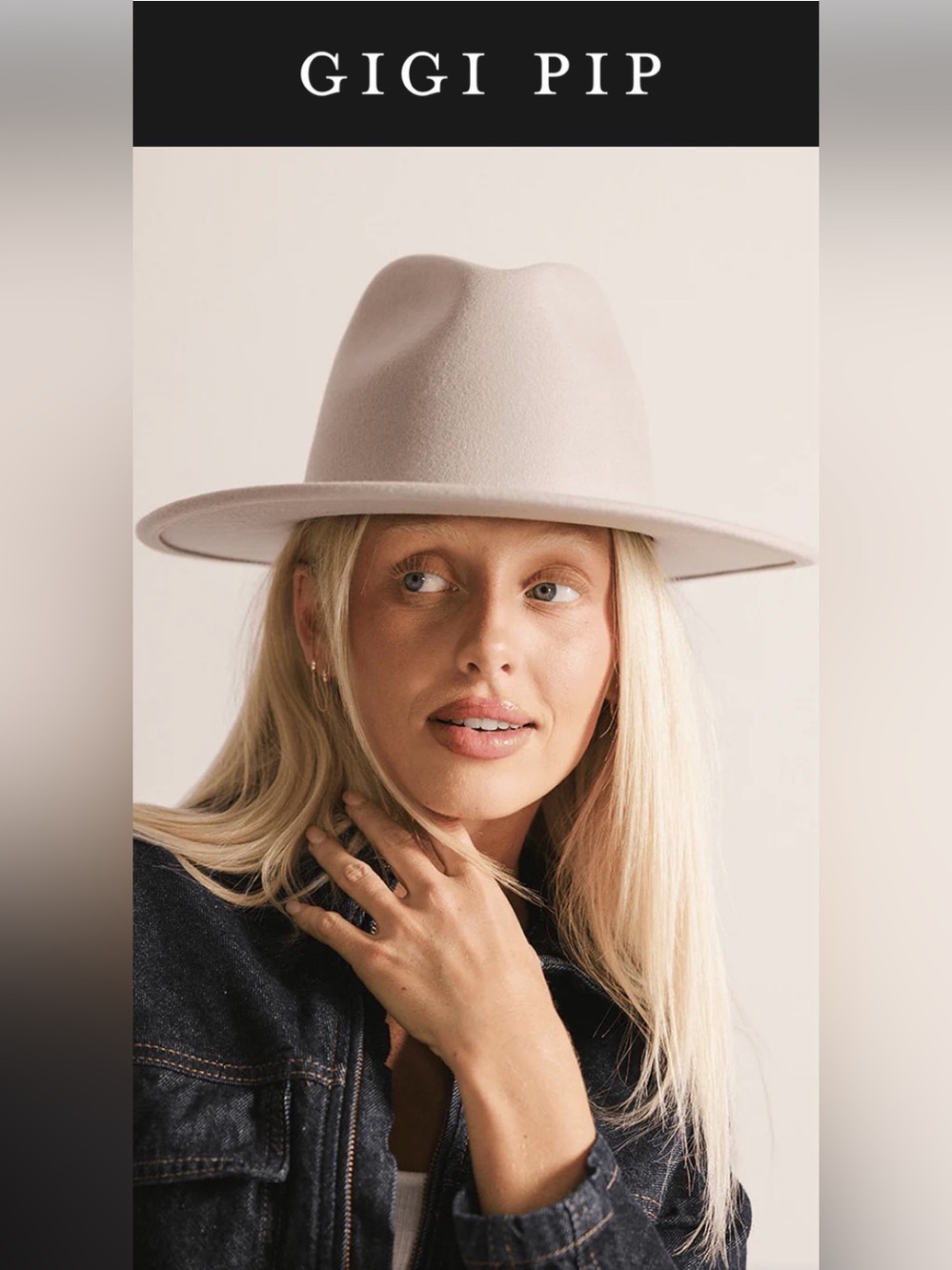 GIGI PIP Women's Light Beige Wide Brim Rancher Hat